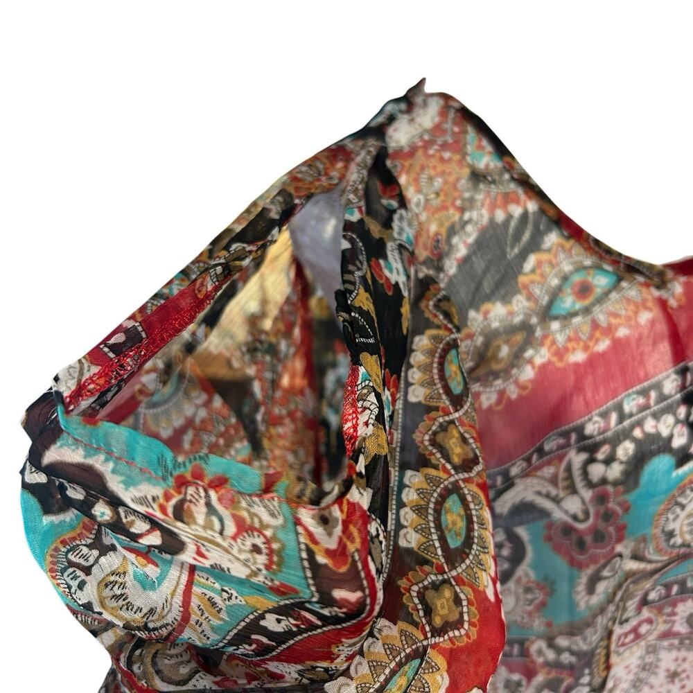 Vintage Y2K Sheer Red Floral Top Large Grunge Fairy - Picture 4 of 12